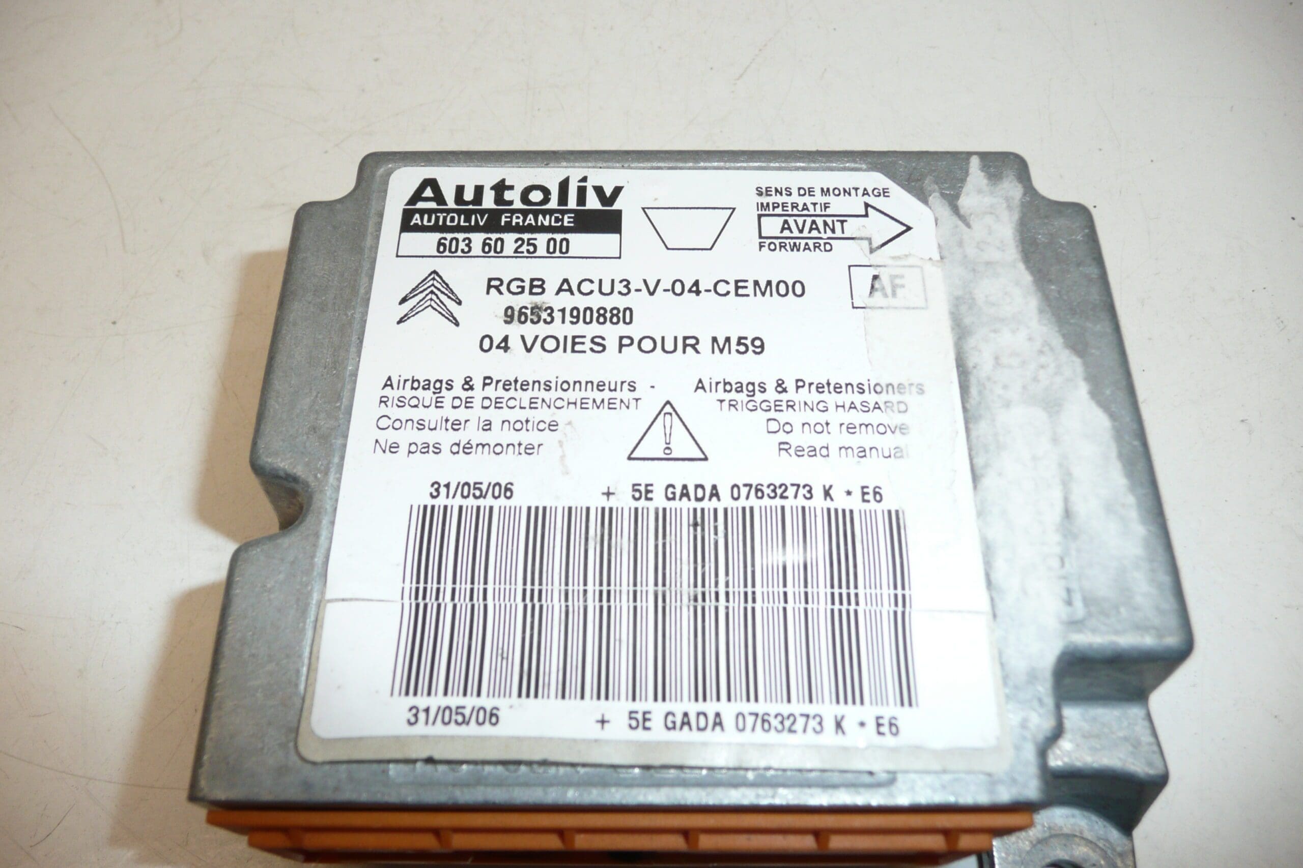 Unité d'airbag Citroën Berlingo II 9653190880 – Image 2