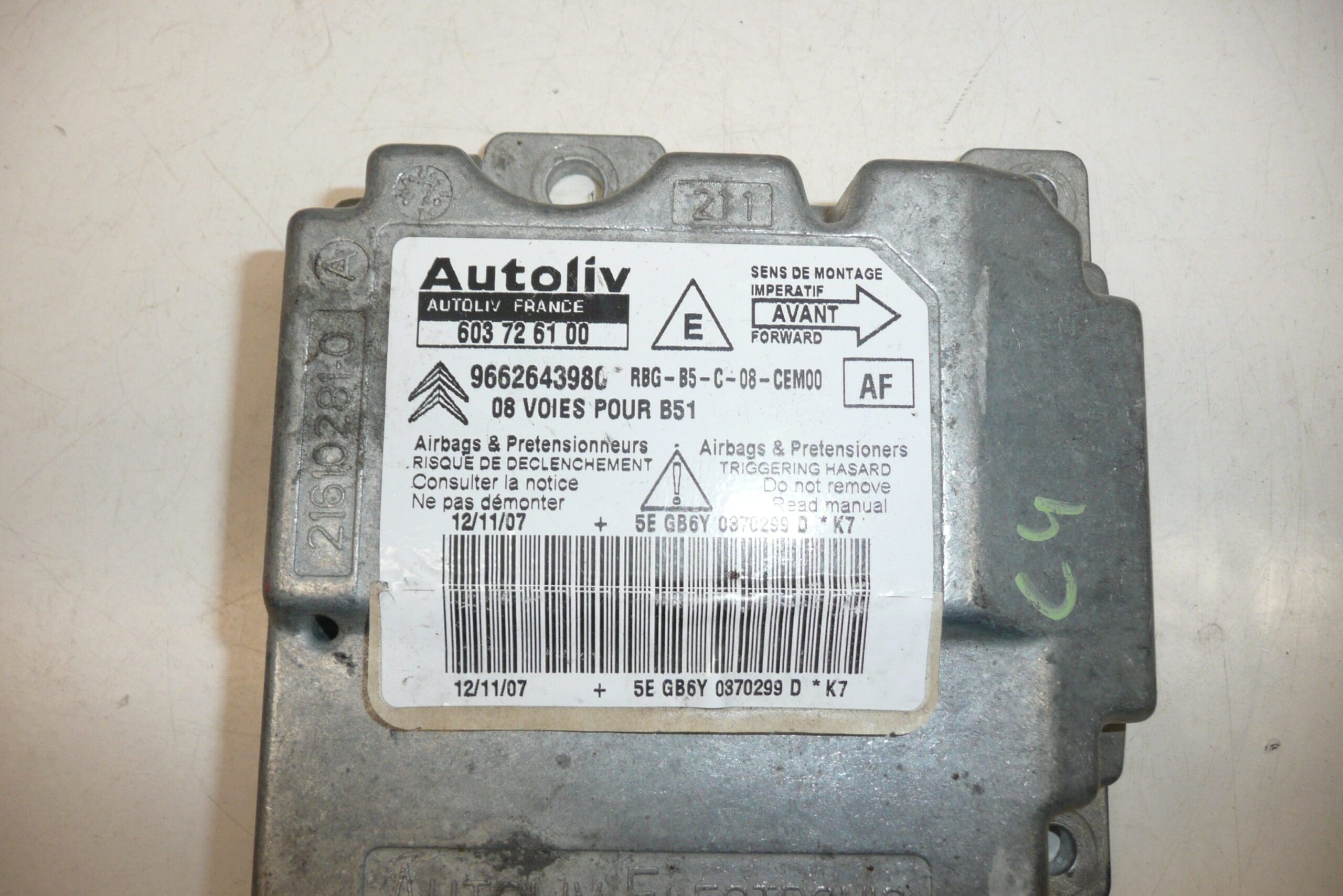 Module d'airbag pour Citroën C4 (9662643980) – Image 2