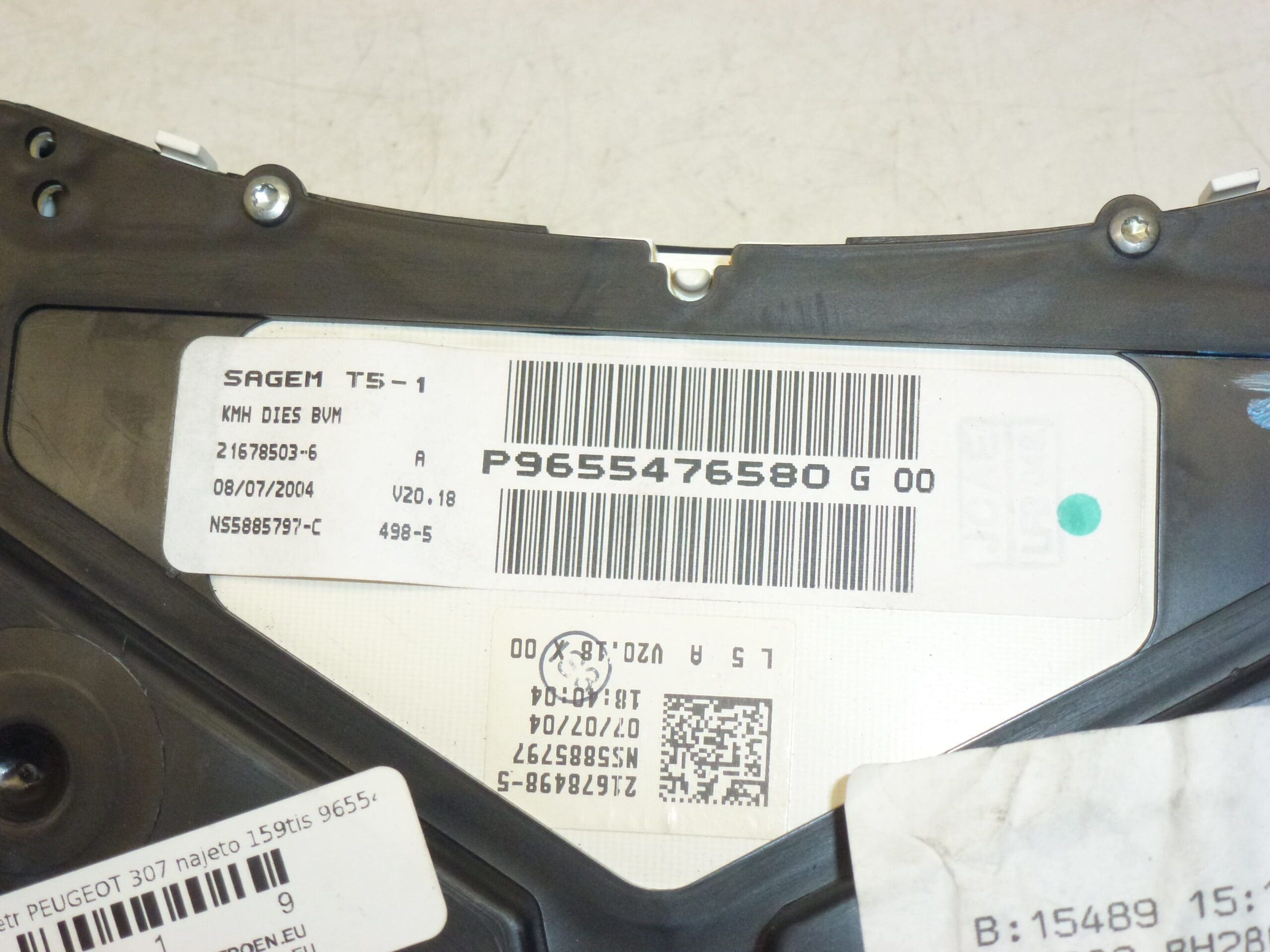Compteur kilométrique Peugeot 307 186 000 km 9655476580G00 – Image 2